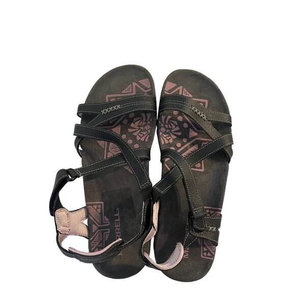 Merrell Keepsake Sandals Black Lilac Size 9 Leather Hiking Outdoors Strappy - Picture 2 of 13